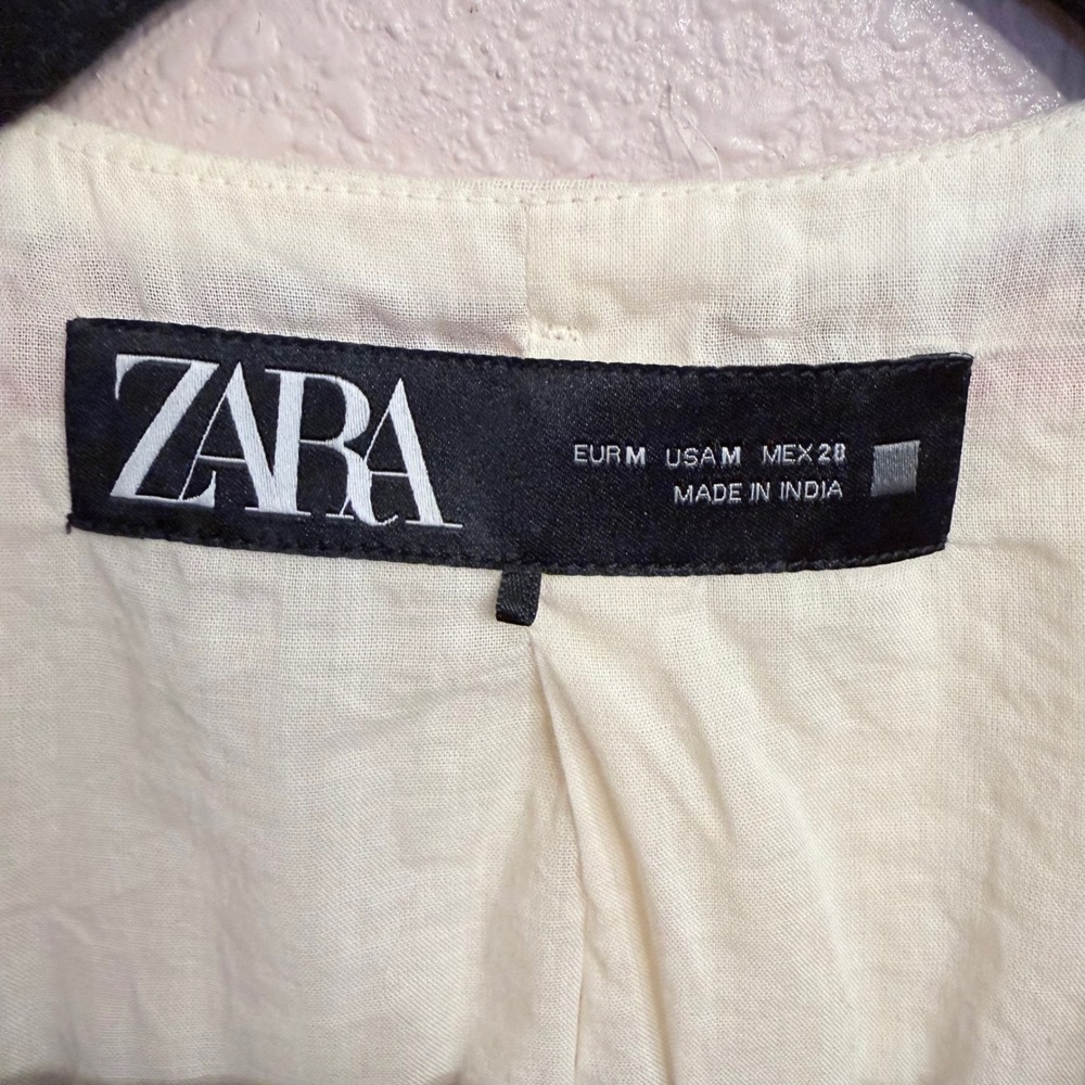 Zara Womens Embroidered Floral Vest Cream Cotton Gauze Boho Festival Size Medium - Picture 5 of 8